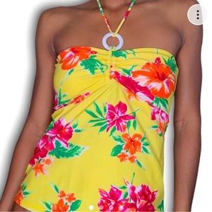 Ralph Lauren Bandeau cinched halter tie tankini
